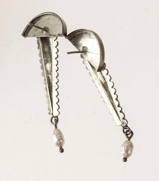 Silver & Pearl Articulated Earrings