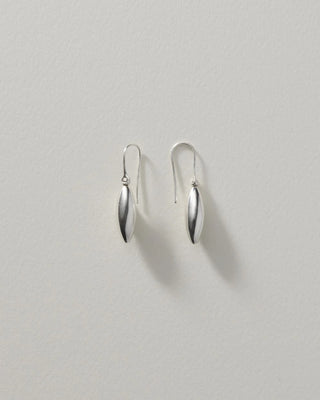Small Elongated Ellipse Earrings | Silver