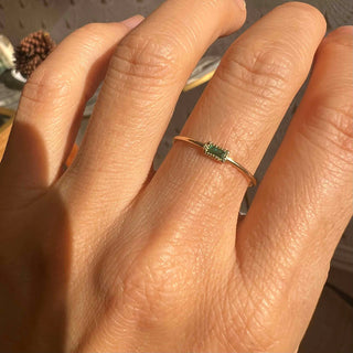 Emerald Baguette Moondrop Ring