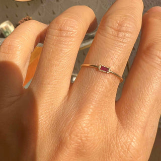 Ruby Baguette Moondrop Ring