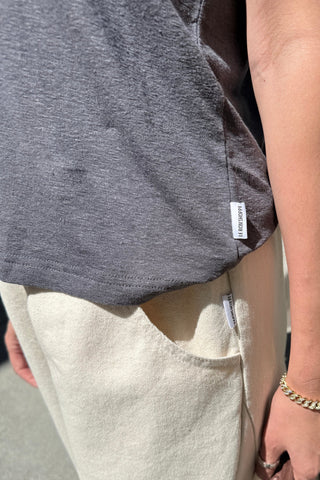 Bo Linen Blend Tee | Charcoal