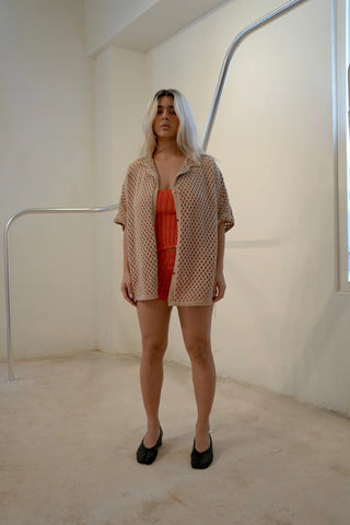 Raffia Shirt | Taupe