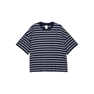 Oversized Boxy Tee | Navy Breton