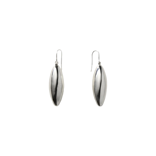 Large Elongated Ellipse Earrings | Silver