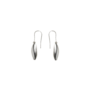 Small Elongated Ellipse Earrings | Silver